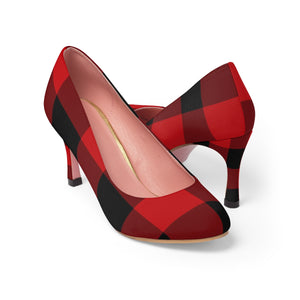 Red Plaid Women's High Heels