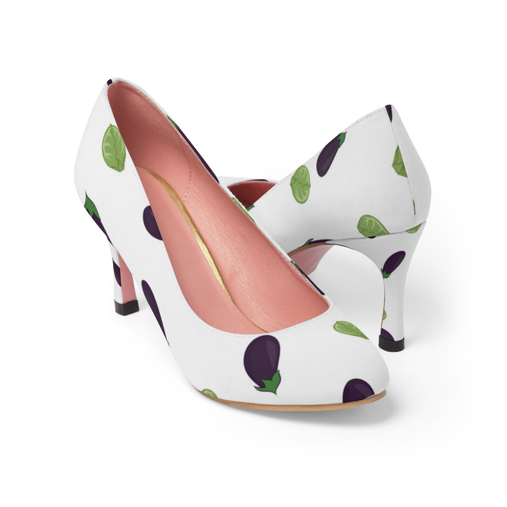 Eggplant Print Women's High Heels
