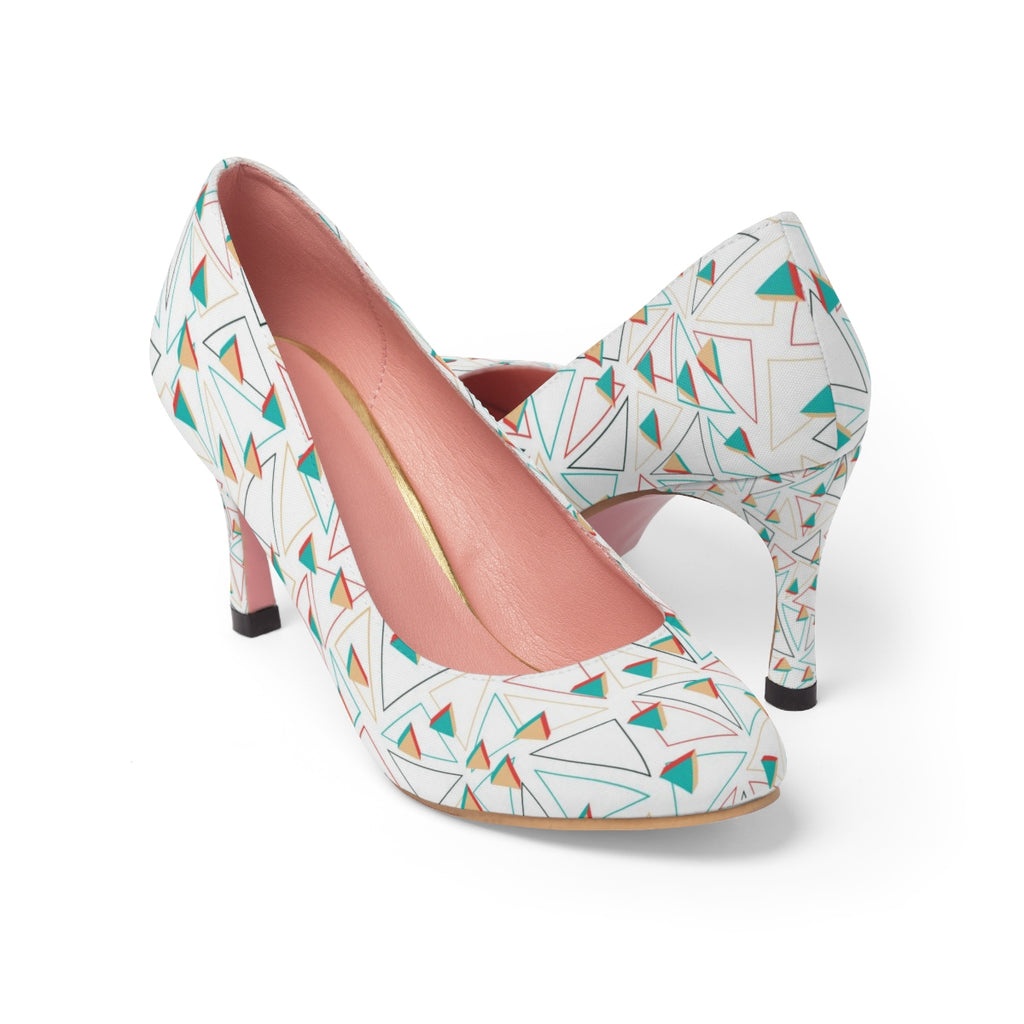 3D Triangle Print Women's High Heels