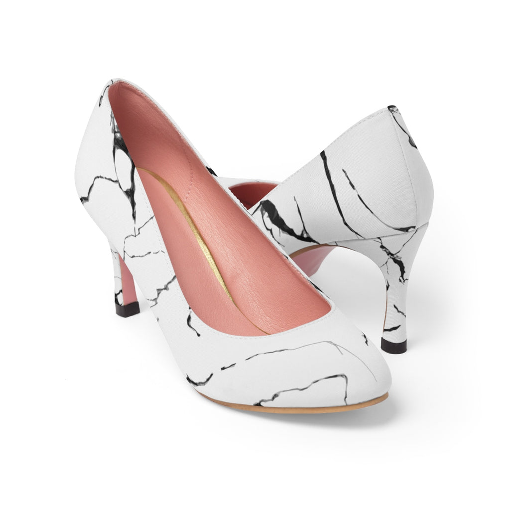 White Marble Women's High Heels